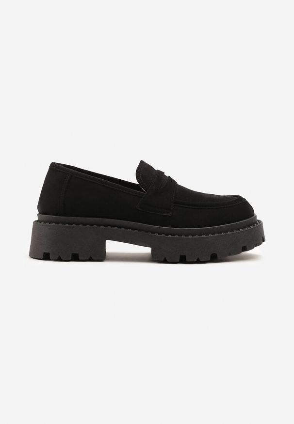 Renee - Czarne Wsuwane Mokasyny Vices na Platformie Dionela. Okazja: na co dzień. Zapięcie: bez zapięcia. Kolor: czarny. Materiał: koronka, jeans. Sezon: jesień. Obcas: na platformie. Styl: casual, klasyczny