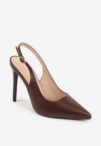 Renee - Brązowe Szpilki VICES Slingback z Wkładką ze Skóry Naturalnej Zoretta. Zapięcie: sprzączka. Kolor: brązowy. Materiał: skóra. Obcas: na szpilce. Styl: elegancki #6