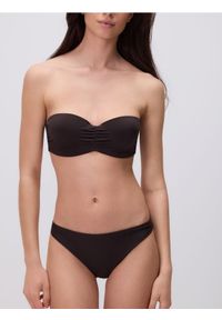 Reserved - Dół od bikini - ciemnobrązowy. Stan: obniżony. Kolor: brązowy. Materiał: materiał. Wzór: gładki