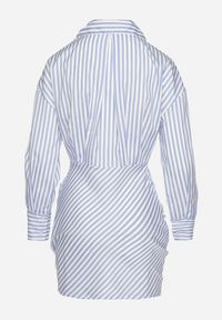 Born2be - Jasnoniebieska Koszulowa Sukienka w Paski o Dopasowanym Kroju Meveira. Okazja: na imprezę. Typ kołnierza: kołnierzyk klasyczny. Kolor: niebieski. Długość rękawa: długi rękaw. Wzór: paski. Typ sukienki: koszulowe. Styl: klasyczny #5