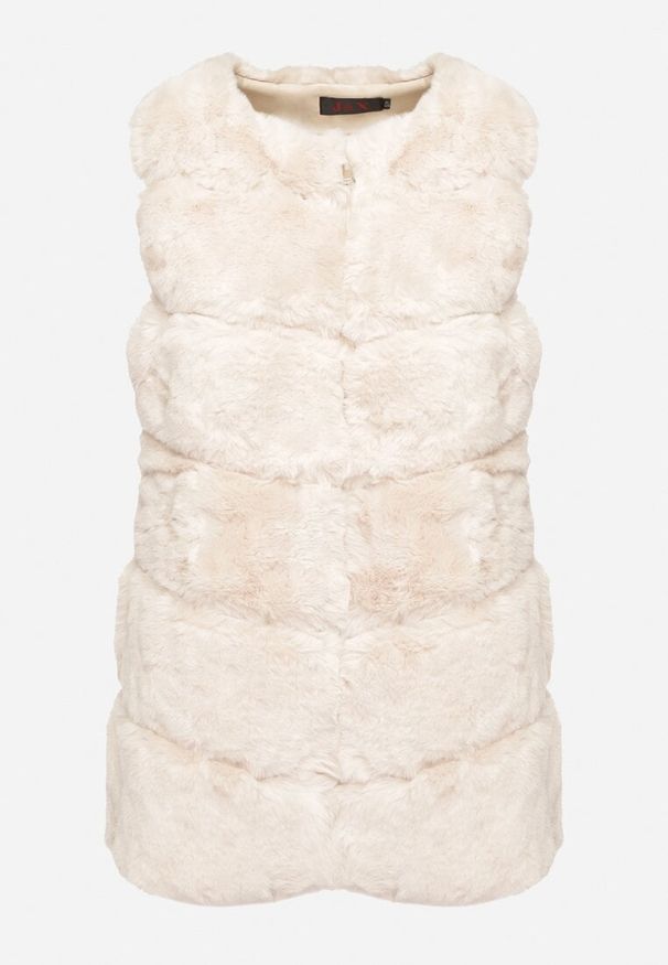 Born2be - Jasnobeżowa Kamizelka Futerko Perousa. Okazja: na co dzień. Kolor: beżowy. Materiał: futro. Sezon: zima, jesień. Styl: elegancki, casual