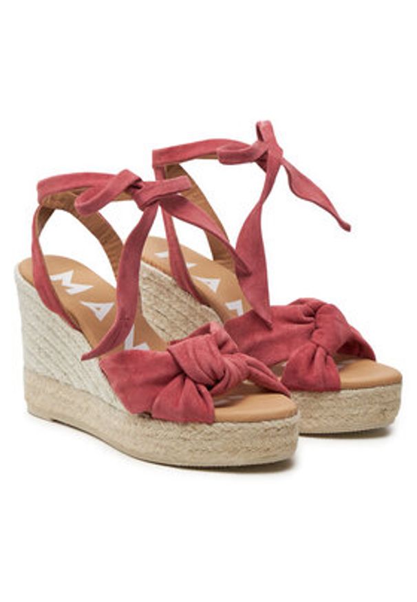 Manebi Espadryle Hamptons Wedge Espadrilles With Knot W 1.5 WS Bordowy. Kolor: czerwony. Materiał: zamsz, skóra