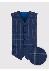 Pako Lorente - PAKO LORENTE – Granatowa kamizelka w jasną kratę. Okazja: na ślub cywilny, na wesele. Kolor: niebieski #5