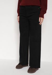 Born2be - Czarne Jeansy o Szerokim Kroju z Wysokim Stanem Shenarah. Okazja: na co dzień. Stan: podwyższony. Kolor: czarny. Styl: klasyczny, casual, elegancki #1