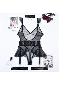 Intica - Komplet z transparentnym body na wieczorne wyjścia Treacy. Kolor: czarny. Materiał: materiał #1