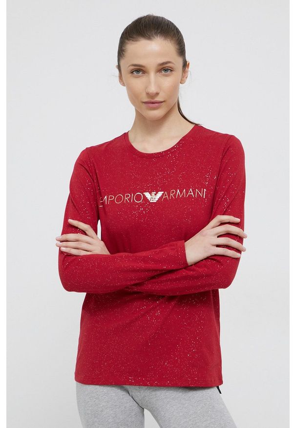 Emporio Armani Underwear Longsleeve piżamowy 164273.1A225 damski kolor czerwony. Kolor: czerwony. Materiał: dzianina. Długość: długie