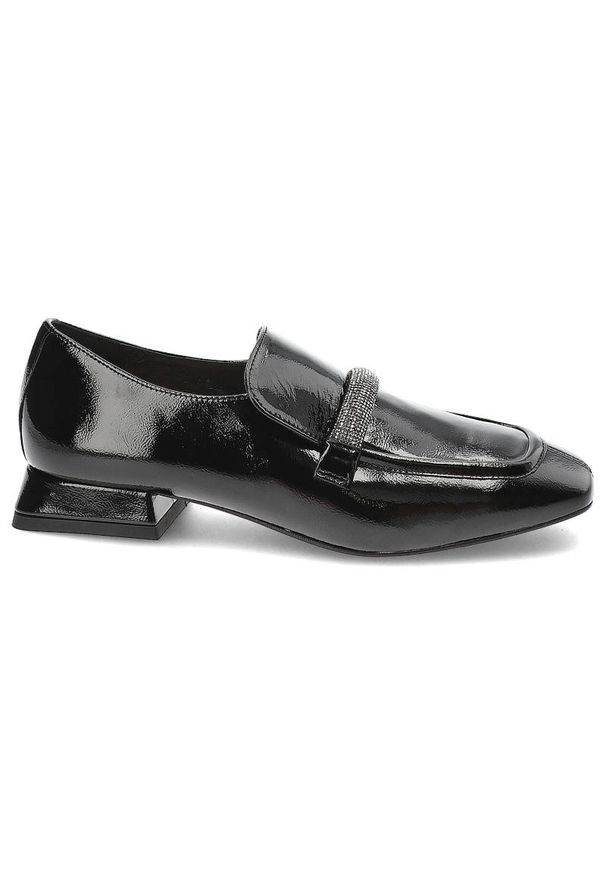 Czarne Półbuty Armodo Stylowe Buty Damskie. Okazja: na spotkanie biznesowe. Kolor: czarny. Materiał: lakier, skóra. Szerokość cholewki: normalna. Styl: elegancki