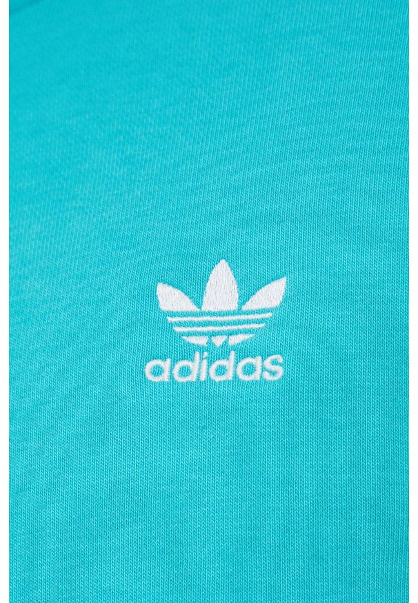 adidas Originals Bluza HE9419 męska kolor turkusowy z kapturem gładka. Okazja: na co dzień. Typ kołnierza: kaptur. Kolor: turkusowy. Materiał: poliester, bawełna. Wzór: gładki. Styl: casual