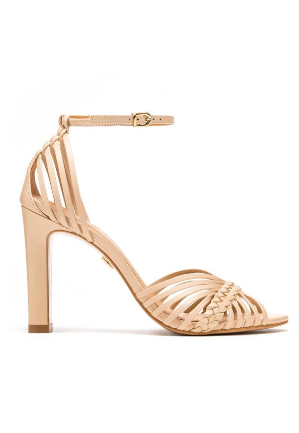 Kazar - Beżowe sandały damskie. Kolor: beżowy. Materiał: skóra