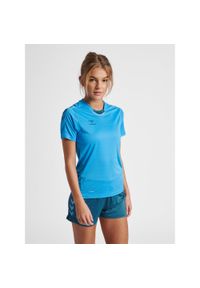 Hummel Core XK Poly Jersey S/S Woman. Kolor: niebieski. Materiał: jersey. Długość rękawa: krótki rękaw. Długość: krótkie