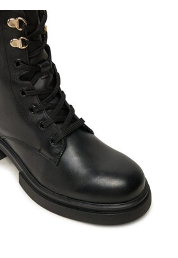 TOMMY HILFIGER - Tommy Hilfiger Trapery Lace-Up Biker Leather FW0FW08167 Czarny. Kolor: czarny. Materiał: skóra