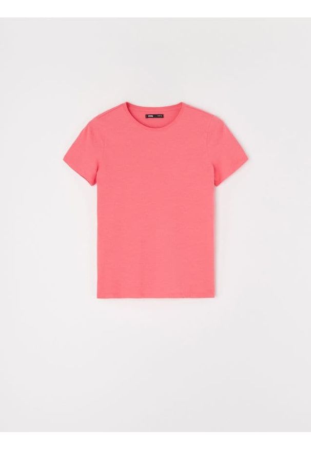 Sinsay - Bawełniana koszulka - koralowy. Kolor: pomarańczowy. Materiał: bawełna