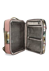 Plecak damski Anekke, wykonany z materiału tekstylnego z dekoracyjnym nadrukiem zamykany na zamek, różowy, 42575-011. Kolor: różowy. Materiał: materiał. Wzór: nadruk. Styl: casual #5