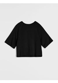 Sinsay - Bluza comfort z krótkim rękawem z dodatkiem wiskozy - czarny. Kolor: czarny. Materiał: wiskoza. Długość rękawa: krótki rękaw. Długość: krótkie #1