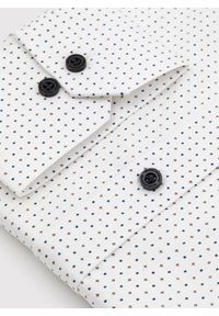 Pako Lorente - PAKO LORENTE – Biała koszula w granatowo-beżowy mikrowzór. Kolor: beżowy, biały, niebieski, wielokolorowy. Materiał: bawełna, elastan #4