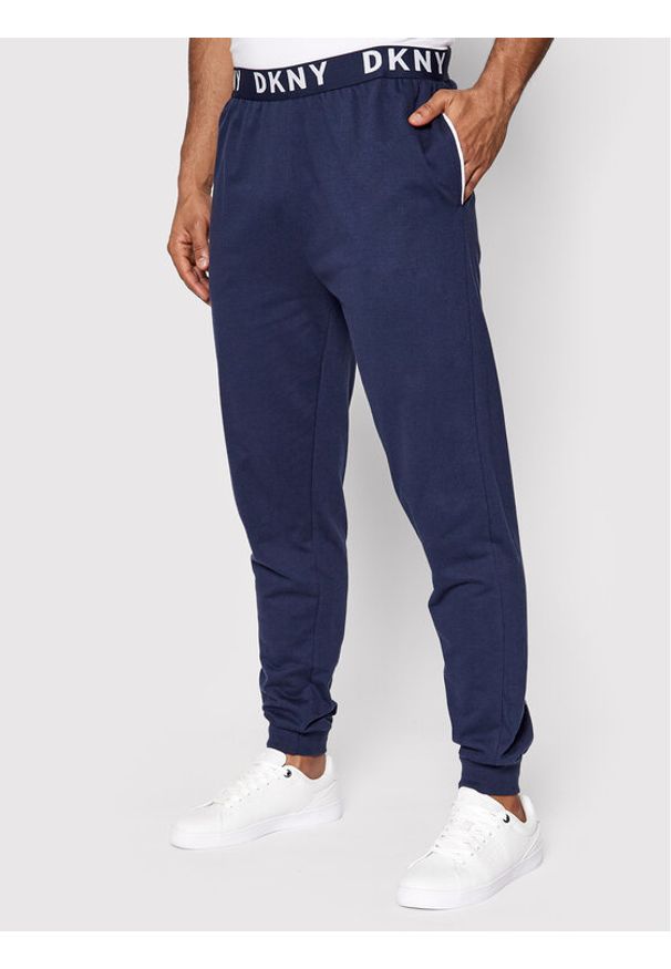 Spodnie dresowe DKNY. Kolor: niebieski. Materiał: dresówka