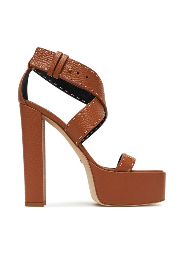 Elisabetta Franchi Sandały SA-08L-52E2-V580 Brązowy. Kolor: brązowy. Materiał: skóra