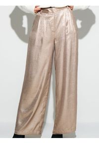 Sinsay - Spodnie wide leg z połyskiem - złoty. Kolor: złoty #1