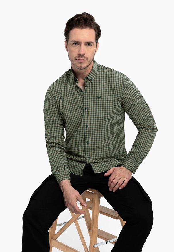 Volcano - Koszula w kratkę, Slim Fit, K-RUBE. Typ kołnierza: button down. Materiał: bawełna, włókno, materiał. Wzór: kratka