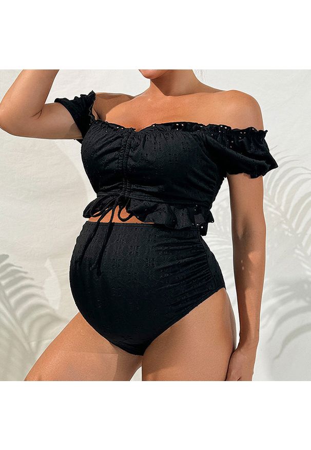 Intica - Strój ciążowy dwuczęściowy do pływania dla przyszłych mam Nila. Kolekcja: moda ciążowa. Kolor: czarny. Materiał: materiał