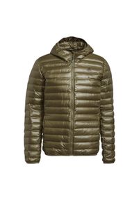 Adidas - Varilite Hooded Down Jacket. Kolor: zielony. Materiał: puch. Sport: turystyka piesza