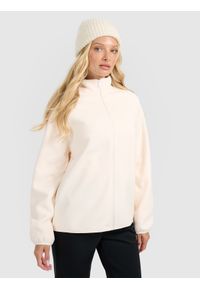4f - 4F Polar ze stójką oversize damski - biały S. Typ kołnierza: kołnierzyk stójkowy. Kolor: biały. Materiał: polar #1