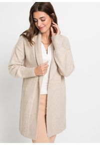 bonprix - Długi sweter bez zapięcia. Kolor: beżowy. Długość: długie #1