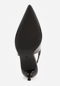 Renee - Czarne Czółenka Sandały Slingback Vices na Obcasie Typu Szpilka Tilionea. Okazja: na ślub cywilny, na wesele. Kolor: czarny. Materiał: jeans. Obcas: na obcasie. Styl: elegancki. Wysokość obcasa: średni #9