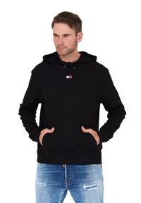 Tommy Jeans - TOMMY JEANS Czarna męska bluza z kapturem, Rozmiar S. Typ kołnierza: kaptur. Kolor: czarny