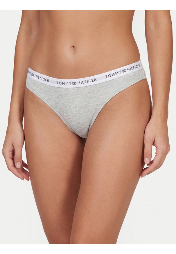 TOMMY HILFIGER - Tommy Hilfiger Stringi UW0UW05875 Szary. Kolor: szary. Materiał: bawełna