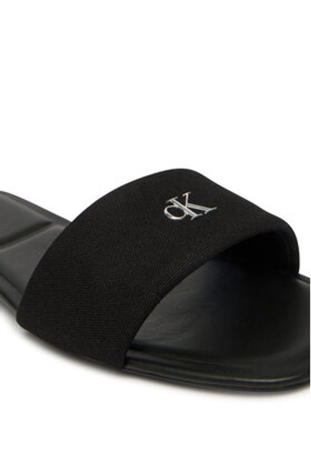 Calvin Klein Klapki Square Flat Sndl Canvas Hw HW0HW03129 Czarny. Kolor: czarny. Materiał: materiał