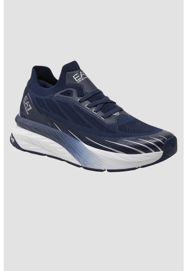 EA7 Emporio Armani - EA7 Niebieskie sneakersy męskie. Kolor: niebieski