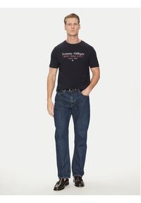 TOMMY HILFIGER - Tommy Hilfiger T-Shirt Center Stack MW0MW38621 Granatowy Regular Fit. Kolor: niebieski. Materiał: bawełna
