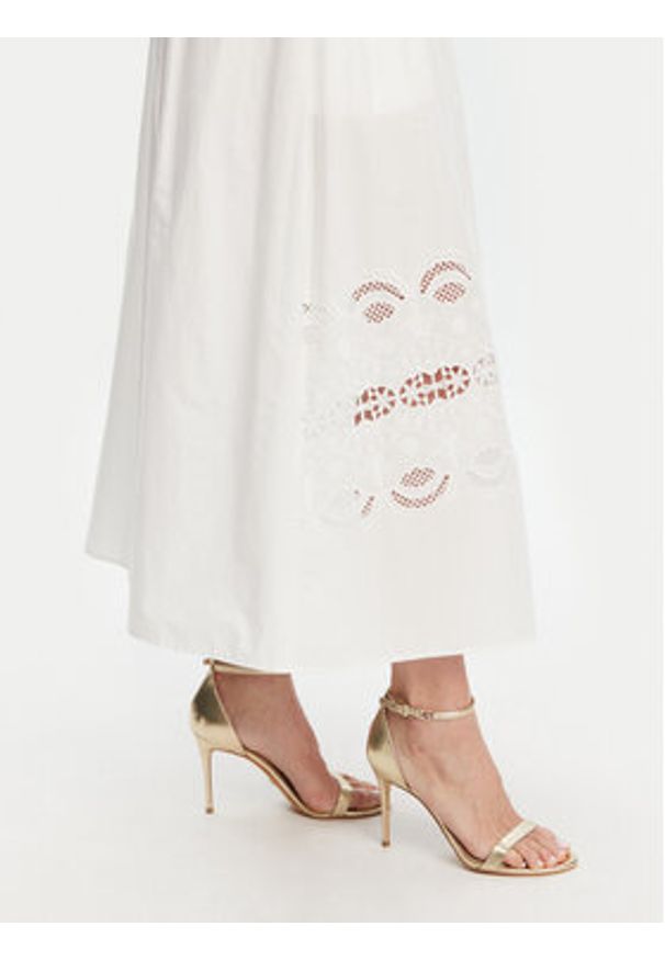 Liu Jo Spódnica midi WA5258 T4853 Biały Regular Fit. Kolor: biały. Materiał: bawełna