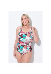ULLA POPKEN - Damskie Strój kąpielowy mozaika bez miękkich miseczek okrągły dekolt. Kolekcja: plus size. Kolor: turkusowy, niebieski, wielokolorowy. Materiał: poliamid, materiał, elastan #1