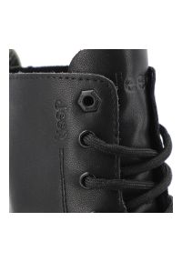 Czarne Trapery Jeep Stylowe Skórzane Buty Damskie. Wysokość cholewki: przed kolano. Kolor: czarny. Materiał: skóra. Szerokość cholewki: normalna. Wzór: moro. Styl: elegancki #3