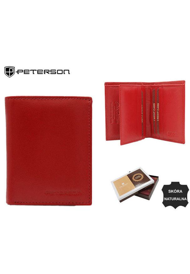Portfel skórzany Peterson PTN RD-290-GCL czerwony. Kolor: czerwony. Materiał: skóra