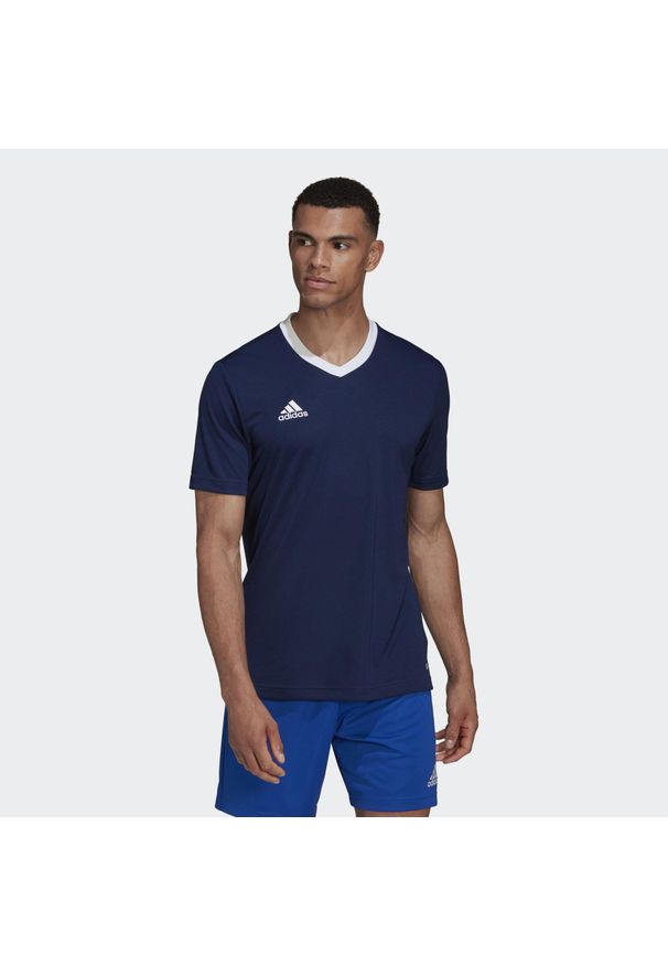 Adidas - Koszulka piłkarska męska adidas Entrada 22 Jersey. Kolor: niebieski. Materiał: poliester, jersey. Sport: piłka nożna