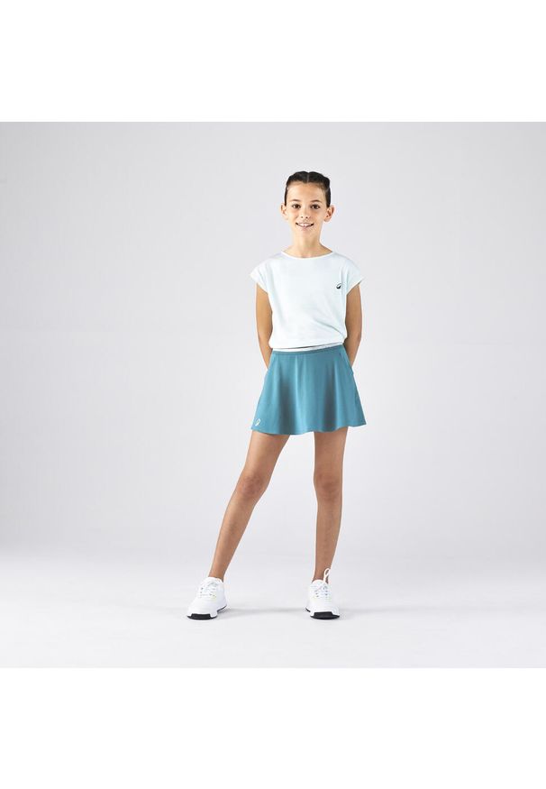 KUIKMA - Koszulka tenisowa dla dziewczynek Artengo TTS Soft. Kolor: wielokolorowy, niebieski, zielony. Materiał: tkanina, poliester, materiał, elastan. Sport: tenis