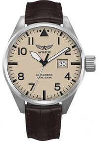 AVIATOR - Zegarek Aviator Zegarek męski Aviator V.1.22.0.190.4 brązowy. Kolor: brązowy #1