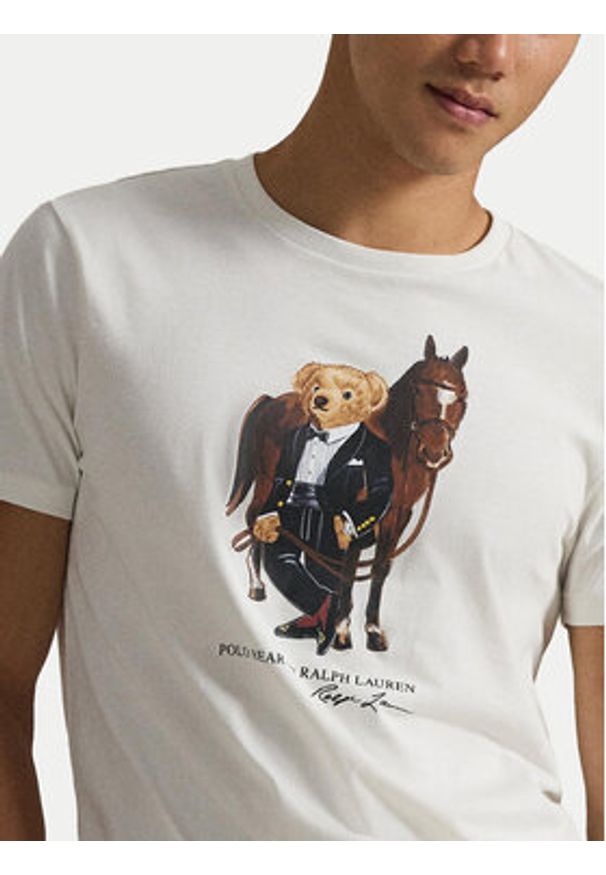 Polo Ralph Lauren T-Shirt 710P08093003 Biały Custom Slim Fit. Typ kołnierza: polo. Kolor: biały. Materiał: bawełna
