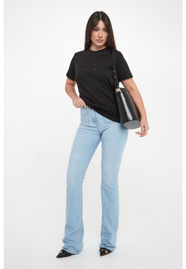 Elisabetta Franchi - T-shirt damski z logo ELISABETTA FRANCHI