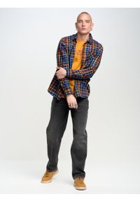 Big-Star - Koszula męska w kratę granatowa Dakowis 403. Kolor: niebieski. Materiał: jeans, tkanina, bawełna. Wzór: kolorowy, haft. Styl: rockowy, klasyczny, retro #6