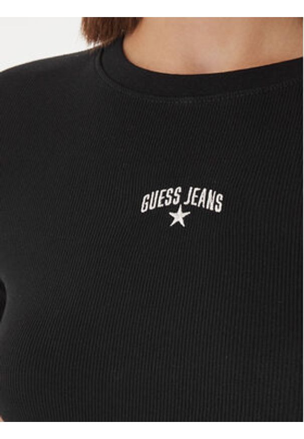 Guess Jeans T-Shirt W6GPZ3 KA0H1 Czarny Slim Fit. Kolor: czarny. Materiał: bawełna