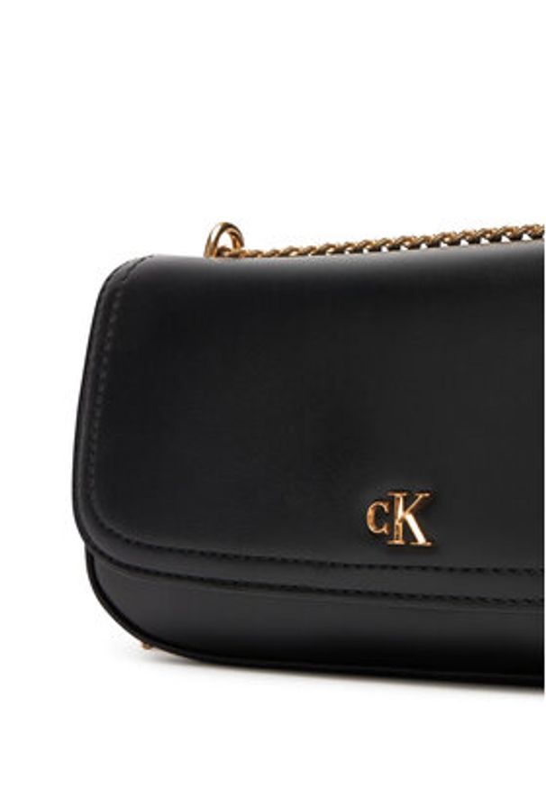 Calvin Klein Torebka Ck Convertible Chain Small Bag LV04F3172G Czarny. Kolor: czarny. Materiał: skórzane