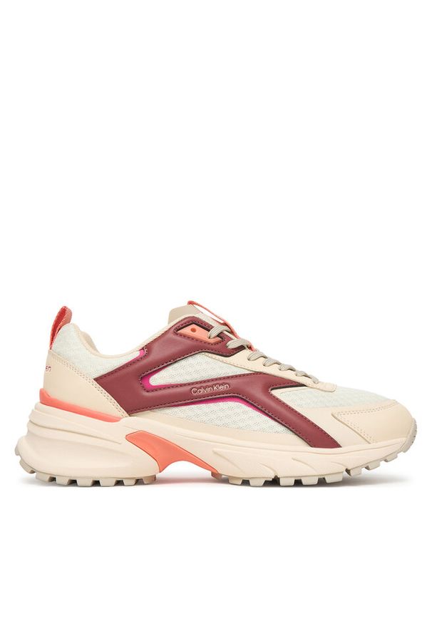 Sneakersy Calvin Klein. Kolor: beżowy. Materiał: mesh. Sport: bieganie