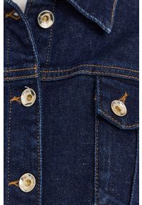 Patrizia Pepe Kurtka jeansowa damska kolor granatowy przejściowa. Okazja: na co dzień. Kolor: niebieski. Materiał: jeans. Wzór: haft. Styl: casual #3