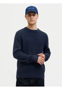 Jack & Jones Sweter Global 12287594 Granatowy Regular Fit. Kolor: niebieski. Materiał: bawełna