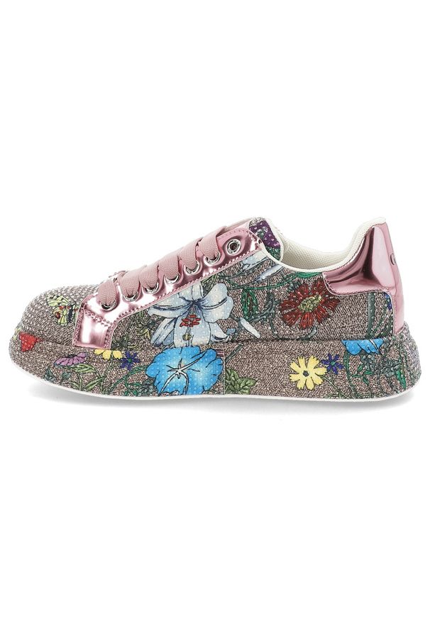 Różowe Sneakersy GOE Stylowe Błyszczące Obuwie Damskie. Okazja: na co dzień. Zapięcie: sznurówki. Kolor: różowy. Materiał: materiał. Szerokość cholewki: normalna. Styl: elegancki