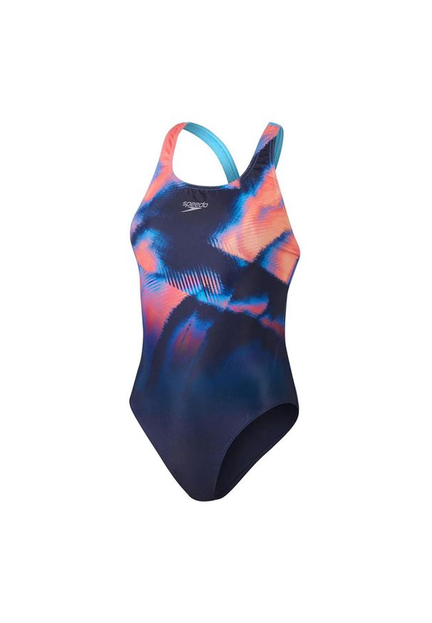 Speedo - Damski / Damski Jednoczęściowy Kostium Kąpielowy Club Training Placement Digital. Kolor: niebieski, czerwony, wielokolorowy